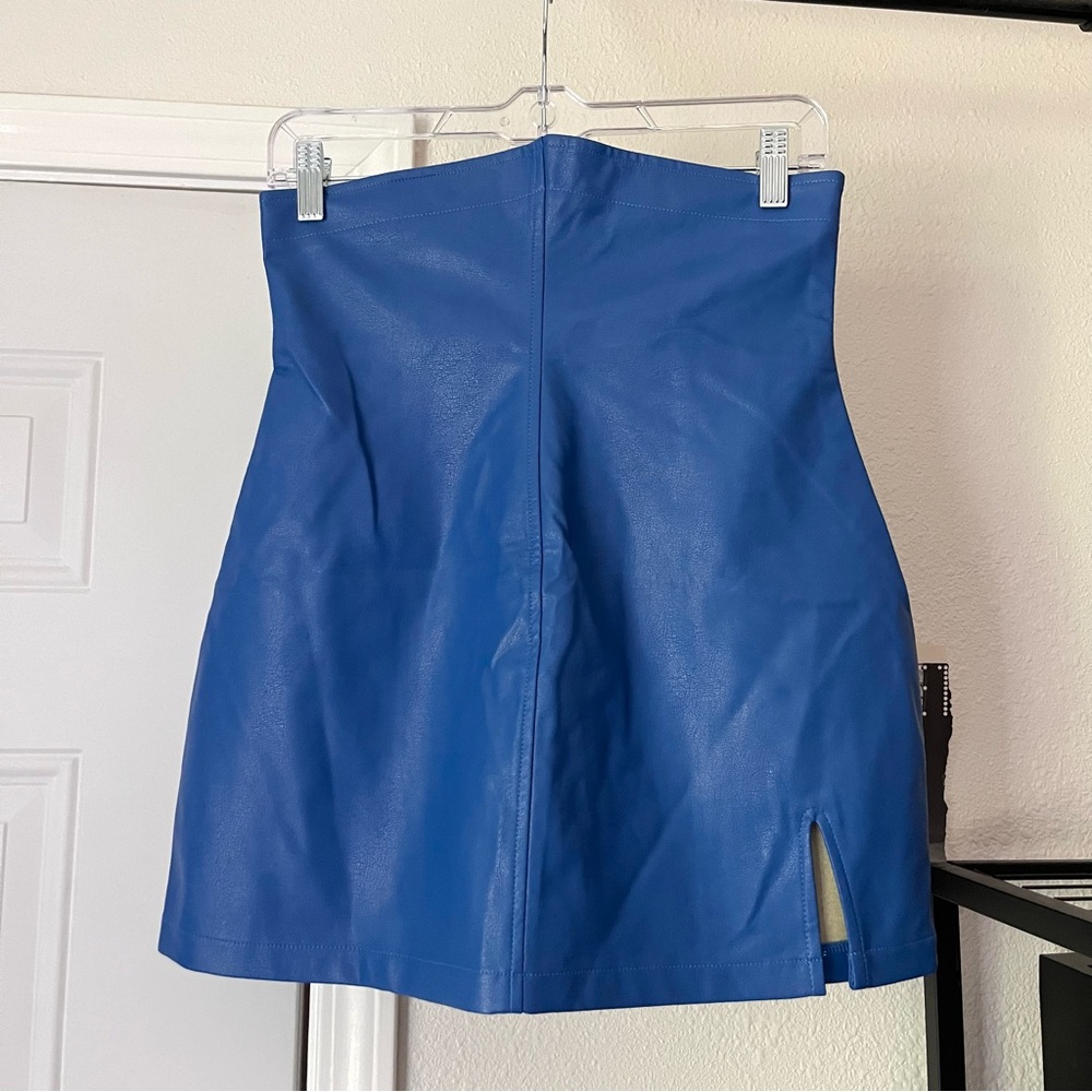 FASHION‎ BRAND COMPANY blue pu pleather faux leather high rise waist mini skirt